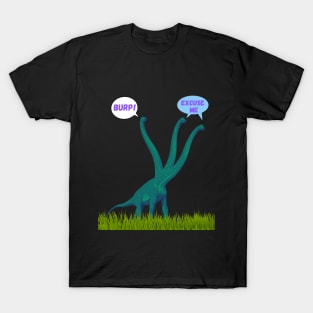 Three-necked green dinosaur - Burp Edition | Long neck dino T-Shirt